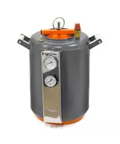 Автоклав Домашній Майстер 16, на 16 банок, газовий, вуглецева сталь, 28 л., для тушонки, самопритискна кришка, фото 