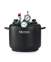 Автоклав Укрпромтех УТех8, на 8 банок, газовий, вуглецева сталь, 15 л., для тушонки, кришка болти, фото 