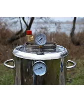 Автоклав Троян Люкс-16, на 16 банок, газовий, нержавійка, 20 л, для тушонки, самопритискна кришка, фото 