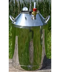 Автоклав Троян Мега-30, на 30 банок, газовый, нержавейка, 40 л., для тушенки, самоприжимная крышка, фото 