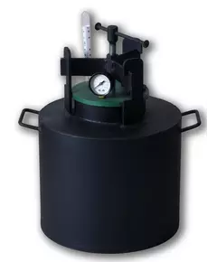 Автоклав Укрпромтех ЧЕ-8 на 8 банок газовий вуглецева сталь кришка гвинт, фото 