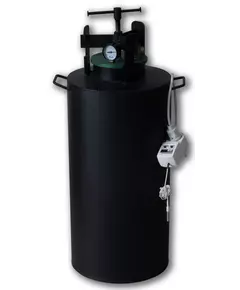 Автоклав Укрпромтех ЧЕ-32 electro, на 32 банки, електричний, вуглецева сталь, 40 л., універсальний, для тушонки, кришка гвинт, фото 