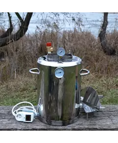 Автоклав Троян Люкс-24Э, на 24 банки, электрический, нержавейка, 32 л., универсальный, для тушенки, самоприжимная крышка, фото 