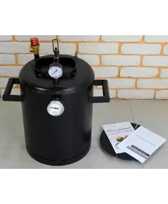 Автоклав Троян-16, на 16 банок, газовый, углеродная сталь, 22 л., для тушенки, самоприжимная крышка, фото 