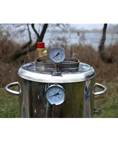 Автоклав Троян Люкс-16, на 16 банок, газовый, нержавейка, 22 л, для тушенки, самоприжимная крышка, фото 