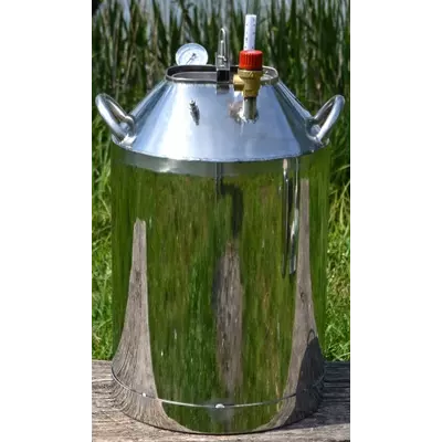 Автоклав Троян Мега-30, на 30 банок, газовий, нержавійка, 40 л., для тушонки, самопритискна кришка, фото 