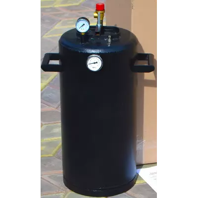 Автоклав Троян-32, на 32 банки, газовий, вуглецева сталь, 40 л., для тушонки, самопритискна кришка, фото 