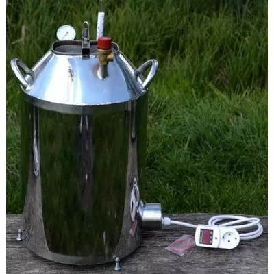 Автоклав Троян Мега-30Е, на 30 банок, електричний, нержавійка, 40 л, універсальний, для тушонки, самопритискна кришка, фото 