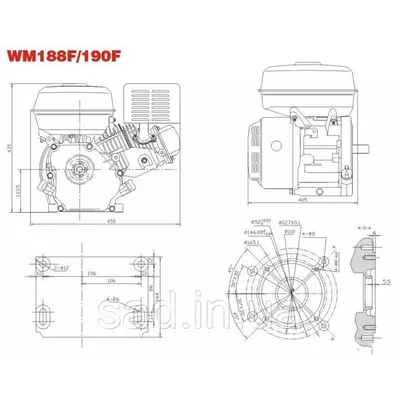Двигатель бензиновый BULAT BT190FE-L (16 л.с., шпонка 25 мм, электростартер), фото , изображение 10