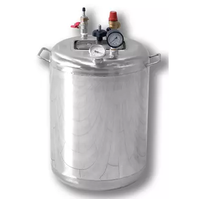 Автоклав Укрпромтех Гуд24, на 24 банки, газовый, нержавейка, 30 л., для тушенки, самоприжимная крышка, фото 