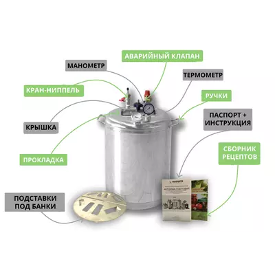 Автоклав Укрпромтех Гуд8 electro, на 8 банок, электрический, нержавейка, 15 л., универсальный, для тушенки, самоприжимная крышка, фото , изображение 7
