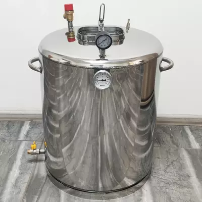 Автоклав Троян Мега-57Е, на 57 банок, електричний, нержавійка, 80 л., універсальний, для тушонки, самопритискна кришка, фото 