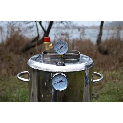 Автоклав Троян Люкс-24, на 24 банки, газовый, нержавейка, 32 л., для тушенки, самоприжимная крышка, фото , изображение 2