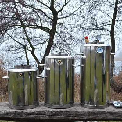 Автоклав Троян Люкс-24, на 24 банки, газовый, нержавейка, 32 л., для тушенки, самоприжимная крышка, фото , изображение 4