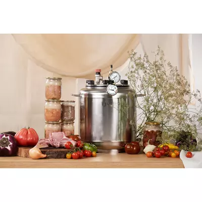 Автоклав Укрпромтех А16, на 16 банок, газовый, нержавейка, 20 л., для тушенки, крышка болты, фото , изображение 4