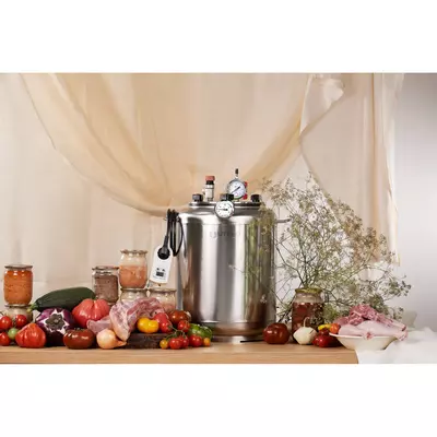 Автоклав Укрпромтех А16 electro, на 16 банок, электрический, нержавейка, 25 л., универсальный, для тушенки, крышка болты, фото , изображение 4