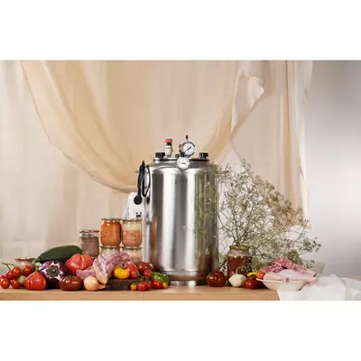 Автоклав Укрпромтех А24 electro, на 24 банки, электрический, нержавейка, 30 л., универсальный, для тушенки, крышка болты, фото , изображение 4