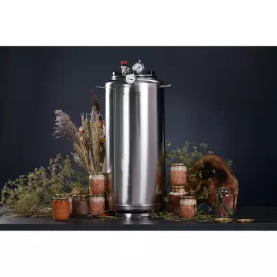 Автоклав Укрпромтех А40, на 40 банок, газовый, нержавейка, 50 л., для тушенки, крышка болты, фото , изображение 5