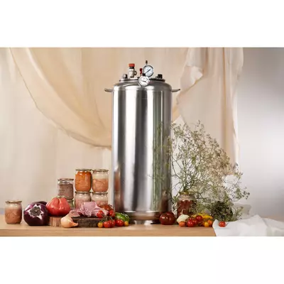 Автоклав Укрпромтех А40, на 40 банок, газовый, нержавейка, 50 л., для тушенки, крышка болты, фото , изображение 4