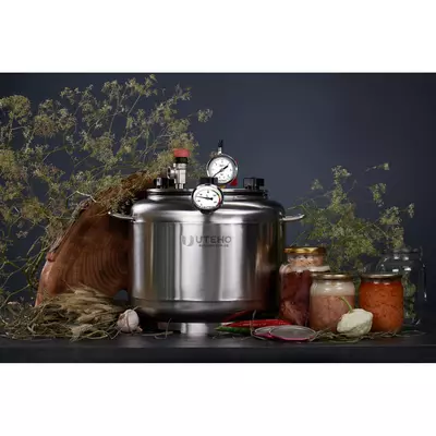 Автоклав Укрпромтех А8, на 8 банок, газовий, нержавійка, 15 л., для тушонки, кришка болти, фото , зображення 5