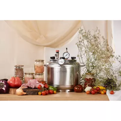 Автоклав Укрпромтех А8, на 8 банок, газовий, нержавійка, 15 л., для тушонки, кришка болти, фото , зображення 4