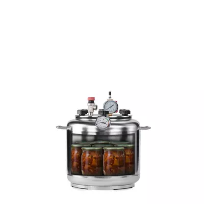 Автоклав Укрпромтех А8, на 8 банок, газовий, нержавійка, 15 л., для тушонки, кришка болти, фото , зображення 2