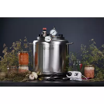 Автоклав Укрпромтех А8 electro, на 8 банок, электрический, нержавейка, 15 л., универсальный, для тушенки, крышка болты, фото , изображение 5