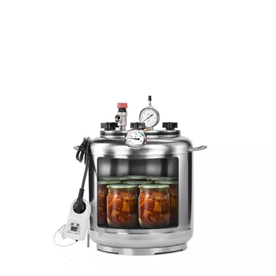 Автоклав Укрпромтех А8 electro, на 8 банок, электрический, нержавейка, 15 л., универсальный, для тушенки, крышка болты, фото , изображение 2