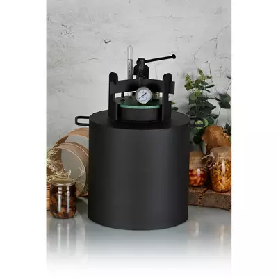 Автоклав Укрпромтех ЧЕ-16, на 16 банок, газовий, вуглецева сталь, 20 л., для тушкування, кришка гвинт, фото , зображення 2