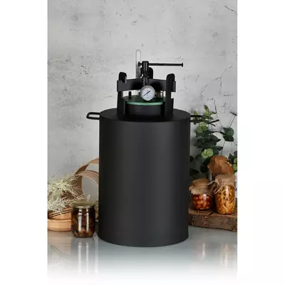 Автоклав Укрпромтех ЧЕ-24, на 24 банки, газовый, углеродная сталь, 30 л., для тушенки, крышка винт, фото , изображение 2