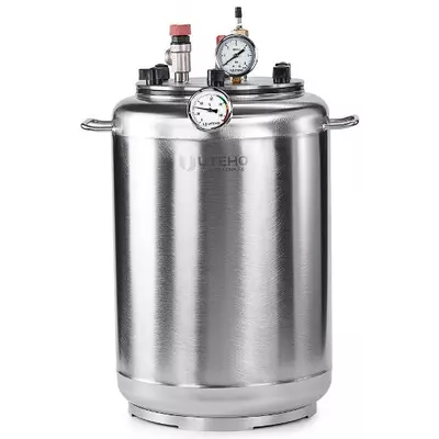 Автоклав Укрпромтех А24, на 24 банки, газовый, нержавейка, 30 л., для тушенки, крышка болты, фото 