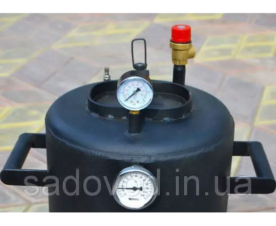 Автоклав Троян-16, на 16 банок, газовий, вуглецева сталь, 22 л., для тушонки, самопритискна кришка, фото , зображення 4