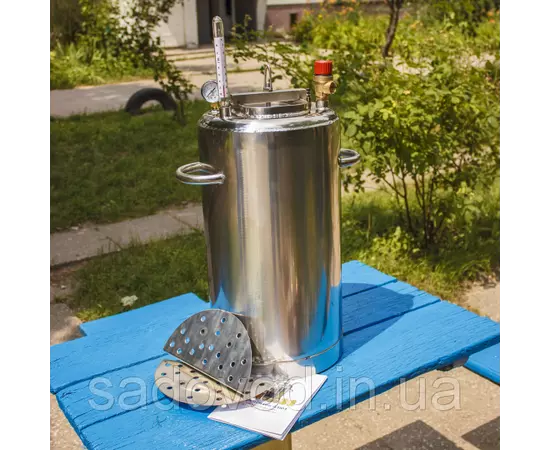 Автоклав Троян Люкс-21, на 21 банки, газовий, нержавійка, 30 л., для тушонки, самопритискна кришка, фото , зображення 7