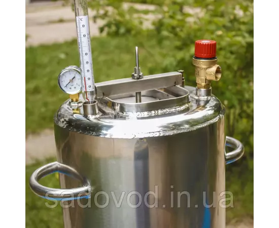 Автоклав Троян Люкс-14, на 14 банок, газовый, нержавейка, 20 л., для тушенки, самоприжимная крышка, фото , изображение 2
