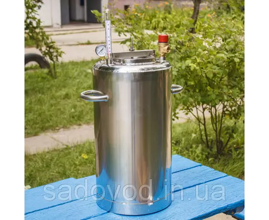 Автоклав Троян Люкс-21, на 21 банки, газовий, нержавійка, 30 л., для тушонки, самопритискна кришка, фото , зображення 2