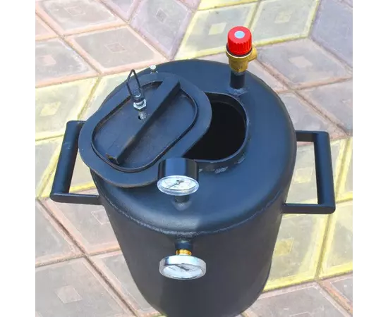 Автоклав Троян-24, на 24 банки, газовый, углеродная сталь, 30 л., для тушенки, самоприжимная крышка, фото , изображение 6