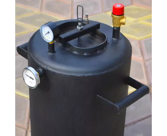 Автоклав Троян-32, на 32 банки, газовий, вуглецева сталь, 40 л., для тушонки, самопритискна кришка, фото , зображення 5