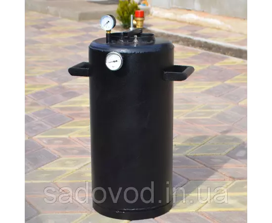 Автоклав Троян-32, на 32 банки, газовий, вуглецева сталь, 40 л., для тушонки, самопритискна кришка, фото , зображення 2