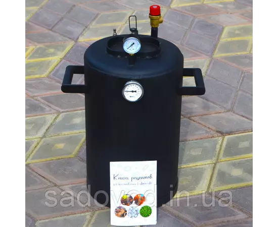 Автоклав Троян-16, на 16 банок, газовий, вуглецева сталь, 22 л., для тушонки, самопритискна кришка, фото , зображення 6