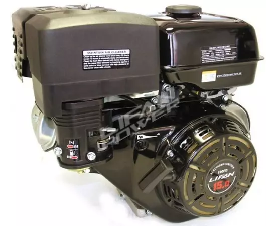 Двигун бензиновий LIFAN 190FD-3A (15 к.с., шпонка 25 мм., електростартер, котушка 3А), фото , зображення 2