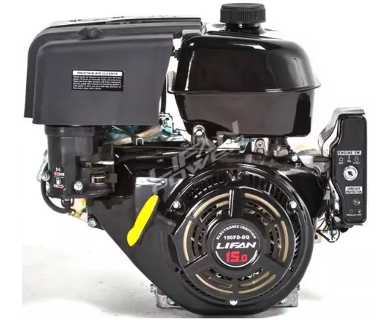 Двигун бензиновий LIFAN 190FD-3A (15 к.с., шпонка 25 мм., електростартер, котушка 3А), фото , зображення 3