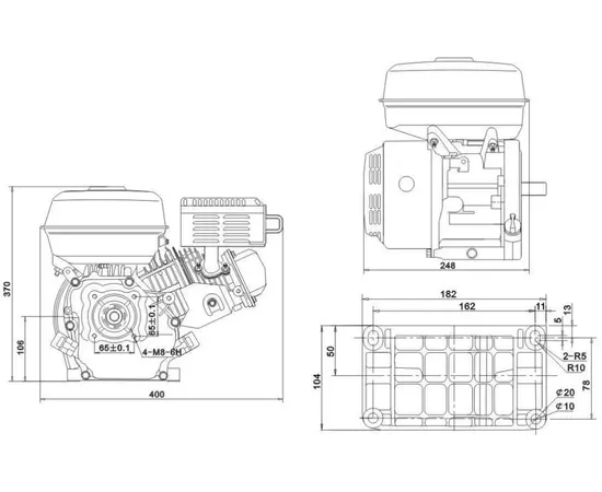 Двигун бензиновий WEIMA BT170F-T/20 (7 к.с., шліц 20 мм, для WM1100C), фото , зображення 17