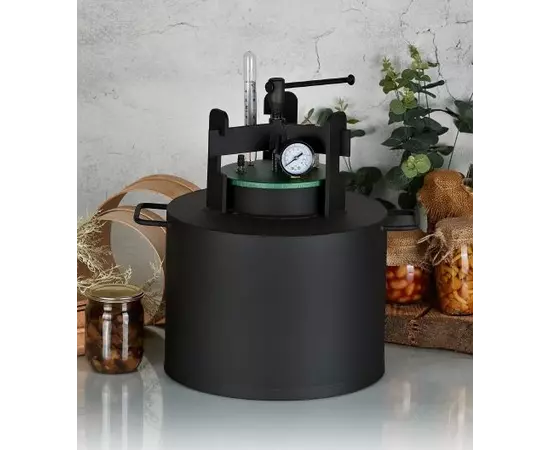 Автоклав Укрпромтех ЧЕ-8, на 8 банок, газовый, углеродная сталь, 15 л., для тушенки, крышка винт, фото , изображение 2