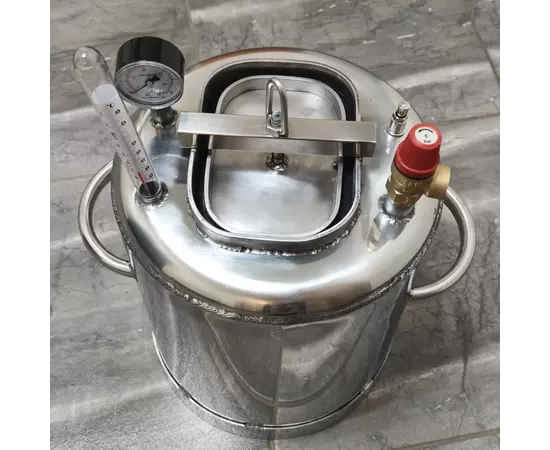 Автоклав Троян Люкс-7, на 7 банок, газовый, нержавейка, 15 л., для тушенки, самоприжимная крышка, фото , изображение 2