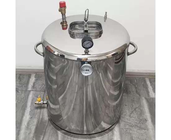 Автоклав Троян Мега-57Э, на 57 банок, электрический, нержавейка, 80 л., универсальный, для тушенки, самоприжимная крышка, фото , изображение 2