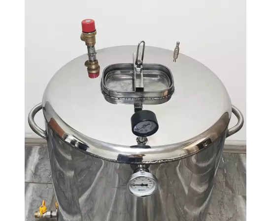 Автоклав Троян Мега-57Э, на 57 банок, электрический, нержавейка, 80 л., универсальный, для тушенки, самоприжимная крышка, фото , изображение 3