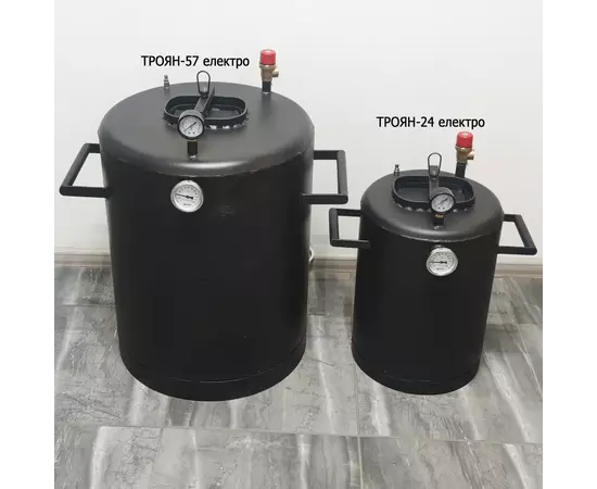Автоклав Троян-57Э, на 57 банок, электрический, углеродная сталь, 80 л, универсальный,  для тушенки, самоприжимная крышка, фото , изображение 7