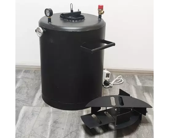 Автоклав Троян-57Э, на 57 банок, электрический, углеродная сталь, 80 л, универсальный,  для тушенки, самоприжимная крышка, фото , изображение 3