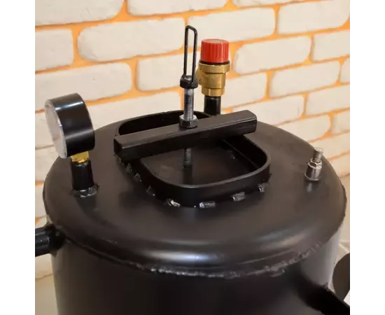 Автоклав Троян-16, на 16 банок, газовий, вуглецева сталь, 22 л., для тушонки, самопритискна кришка, фото , зображення 3