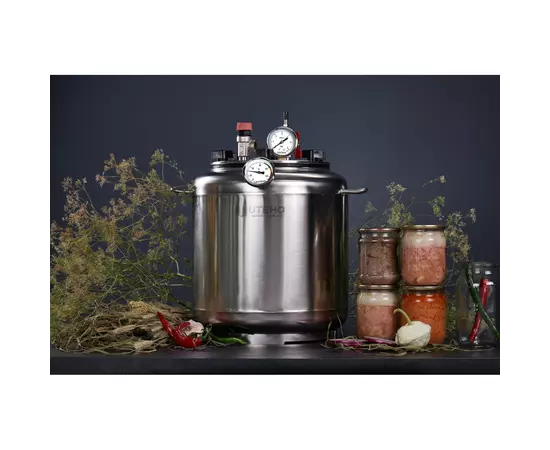 Автоклав Укрпромтех А16, на 16 банок, газовый, нержавейка, 20 л., для тушенки, крышка болты, фото , изображение 5